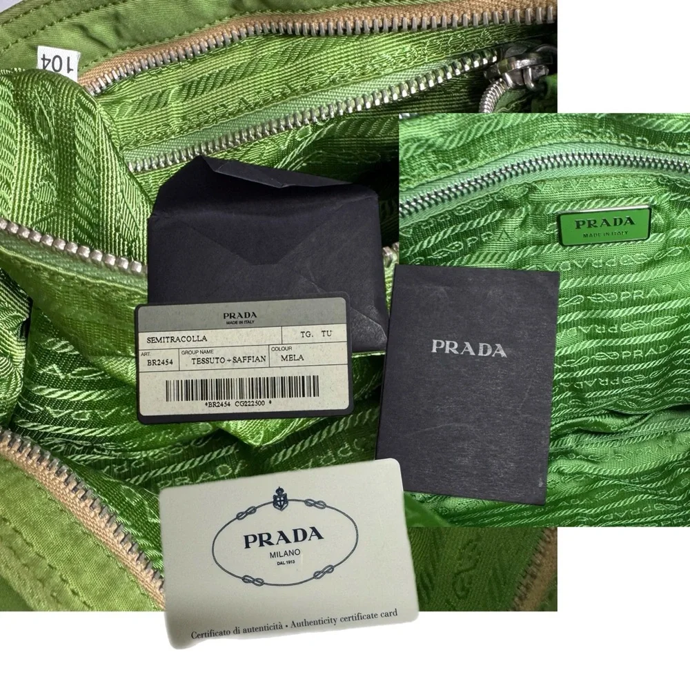 Prada Vintage 2000’s Authentic Large Tessuto Buckle Cargo Shoulder Bag Green - Picture 7 of 10